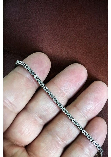 925 Ayar Gümüş Kare Kral Erkek Zincir Bileklik 2 mm indirimleri