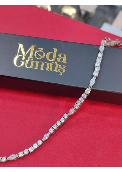 925 Ayar Gümüş Zirkon Taşlı Su Yolu Kadın Bileklik indirimleri