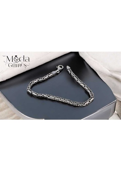 925 Ayar Gümüş 4 mm Yuvarlak Kral Bileklik