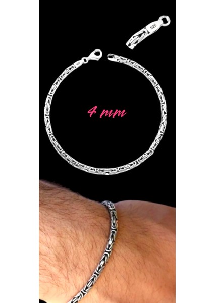 925 Ayar Gümüş 4 mm Yuvarlak Kral Bileklik indirimleri
