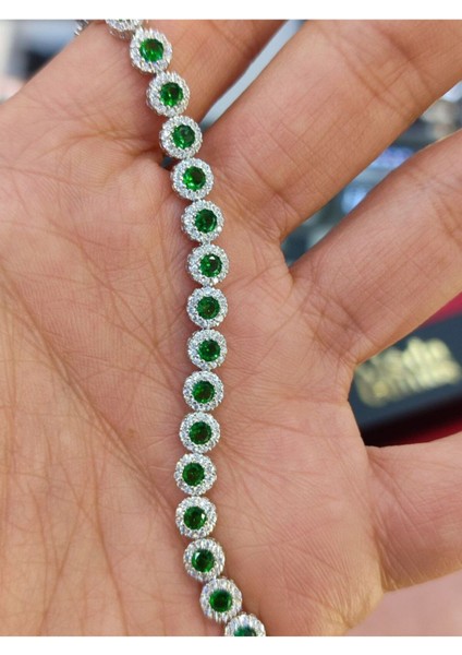 925 Ayar Gümüş Zümrüt Zirkon Taşlı Kadın Bileklik indirimleri