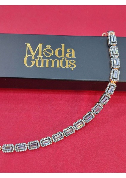 925 Ayar Gümüş Elmas Montür Zirkon Taşlı Su Yolu Kadın Bileklik fırsatları
