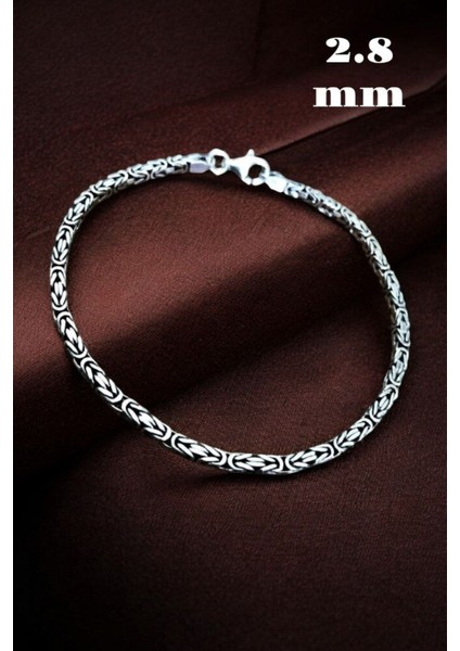 925 Ayar Gümüş Kare Kral Erkek Bileklik 2.8 mm