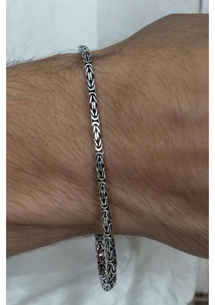 925 Ayar Gümüş Kare Kral Erkek Bileklik 2.8 mm fırsatları