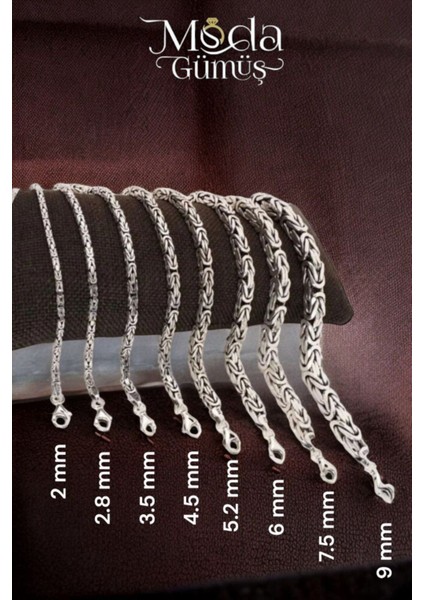 925 Ayar Gümüş Kare Kral Erkek Bileklik 2.8 mm indirimleri