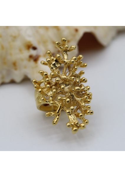 Altın Kaplama Mercan Yüzük