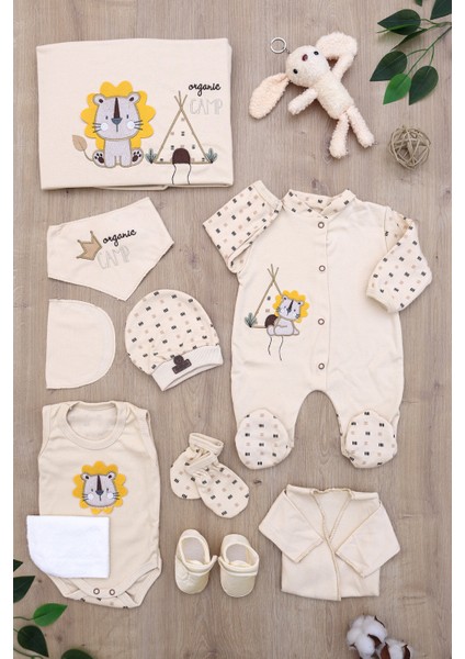 Kız Erkek Bebek Organik Natural Yenidoğan Oyun Arkadaşı 10 Lu Hastane Çıkışı Zıbın Seti STL6933