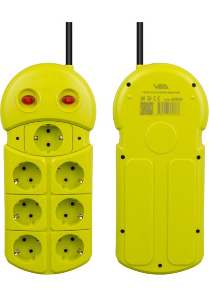 7'li - 1.5 Metre Kablolu - - Açma Kapama Tuşlu - Akım Göstergeli Grup Priz