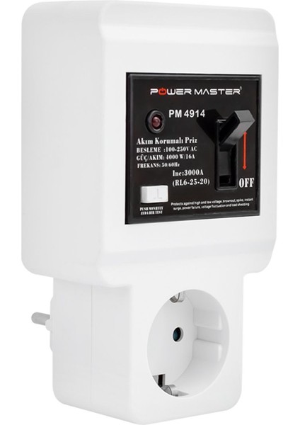 220 Volt 16 Amper Tekli Akım Korumalı Sigortalı Priz (4251)