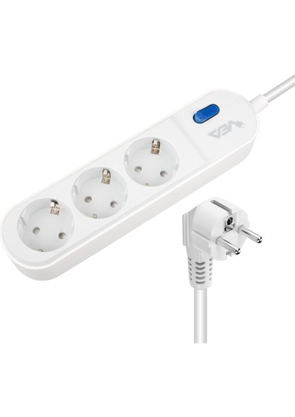 4mvsm VE-VEGA103 A Class 3lü Anahtarlı 1.5 Metre Shopzum Akım Korumalı Grup Priz (Made In Malays