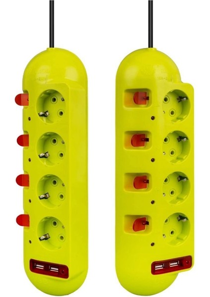 4 Toprak Prizli 150 Cm Kablolu 2 x Usb Çıkışlı Grup Priz AXE5-Q13 modelleri