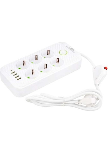 VNDB55 Vea VA-21564 6'lı 1.5 mt Kablolu 4 Usb'li Beyaz Akım Korumalı Priz modelleri