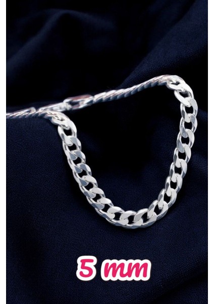 925 Ayar Gümüş 5 mm Gurmet Modeli Erkek Gümüş Bileklik