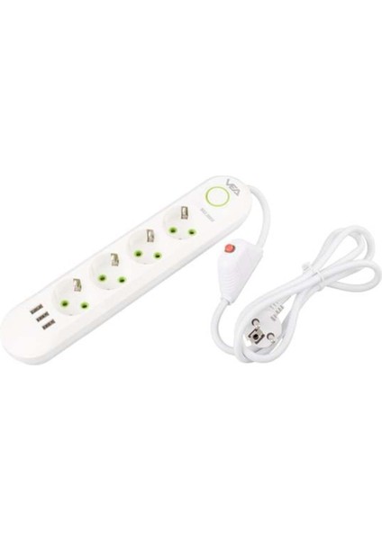 VA-21560 4'lü 1.5 mt Kablolu 3 Usb'li Beyaz Akım Korumalı Priz modelleri