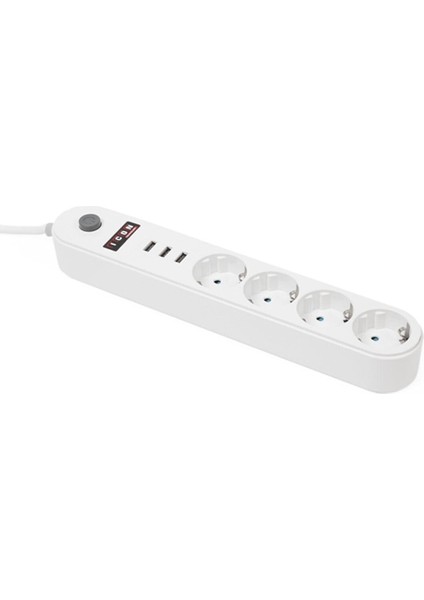 Beyaz Renk Çoklu Akıllı Taşınabilir Uzatma Kablolu Usb Port Çıkışlı Priz