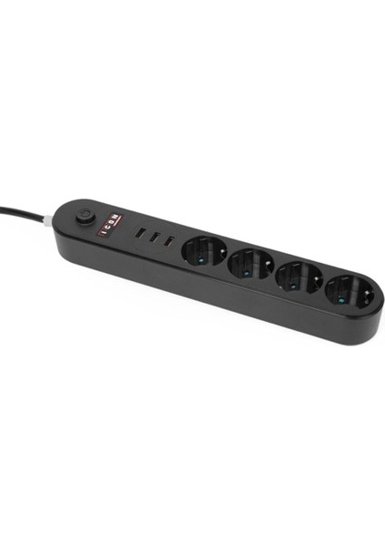 Çoklu Cihaz Şarjı Artık Daha Kolay 4 Fiş 3 Usb Portlu Siyah Çoğaltıcı Priz