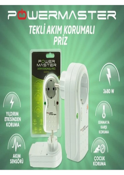 Topraklı Tekli Akım Korumalı Priz Voltaj Koruma Yıldırım Düşmesine Karşı