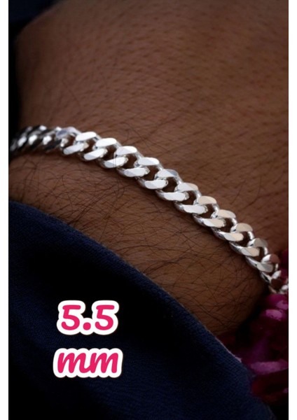 925 Ayar Gümüş 5.5 mm Gurmet Modeli Erkek Gümüş Bileklik fırsatları