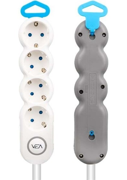 Roztom Vea VE-2S4S 4'lü 1.5 mt Kablolu Anahtarli Grup Priz
