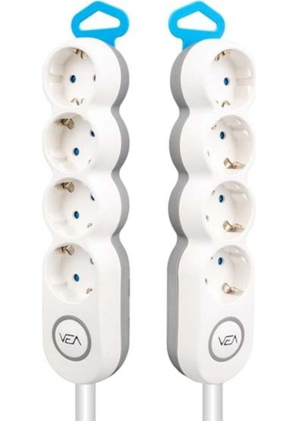 Roztom Vea VE-2S4S 4'lü 1.5 mt Kablolu Anahtarli Grup Priz
