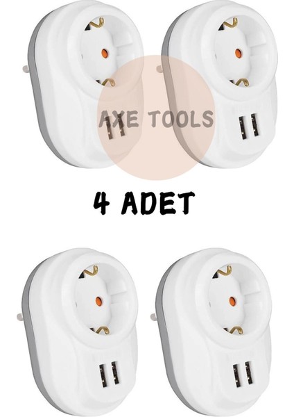 4 Adet Çift USB Akım Korumalı Çocuk Güvenlikli Priz Tse Ce Belgeli