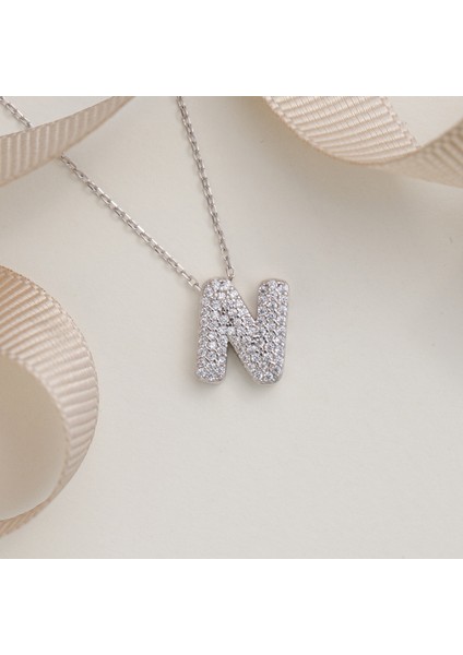925 Ayar Sarı Altın Kaplama Harfli --N Harfi Gümüş Kolye modelleri