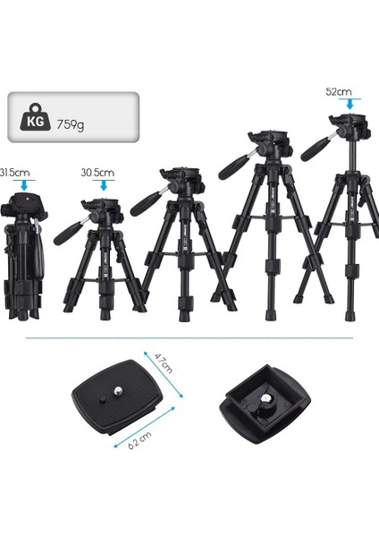 Q100 Masaüstü Mini Tripod-Telefon/dslr/projeksiyon Uyumlu-Bluetooth Kumanda ve Telefon Tutucu