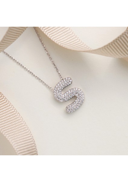 95 Ayar Radyum Kaplama Harfli --S Harfi Gümüş Kolye