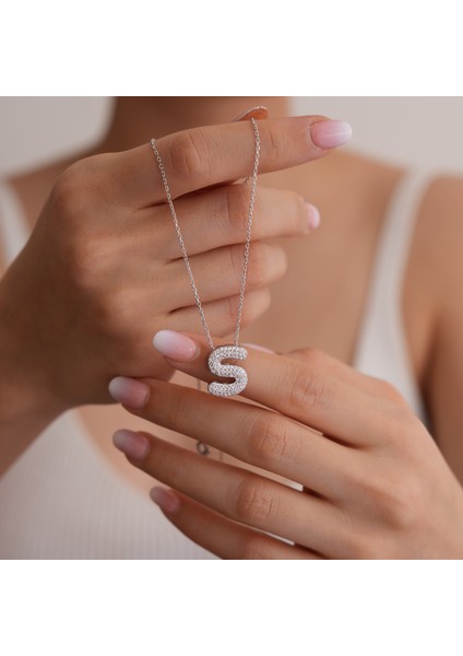 95 Ayar Radyum Kaplama Harfli --S Harfi Gümüş Kolye fiyatları