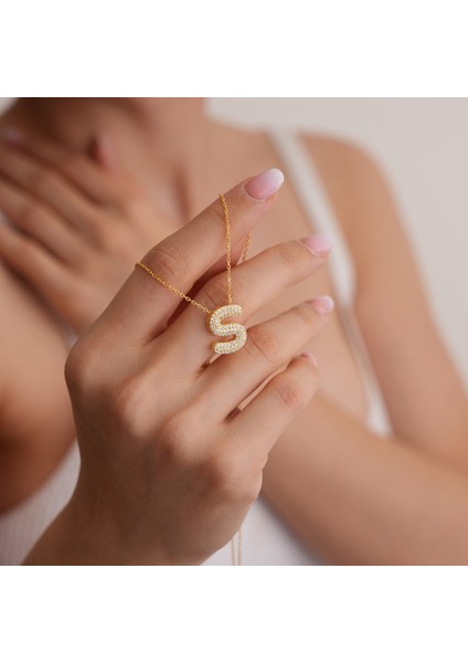 95 Ayar Radyum Kaplama Harfli --S Harfi Gümüş Kolye fırsatları