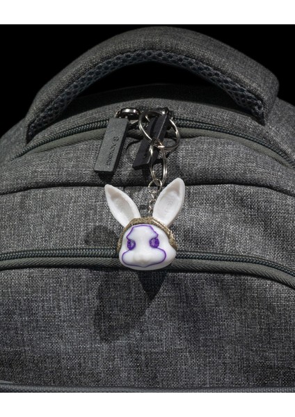 Cyberpunk Tavşan Anahtarlık - 3D Baskı Fütüristik ve Şık Katman