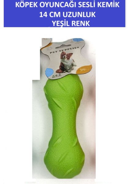Plastik Tırtıklı Sesli Köpek Oyuncağı - Kemik Şekilli- 14 cm Boy