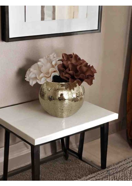 Işıltı Home Design Aynalı Cam Vazo Gold büyük boy fiyatları