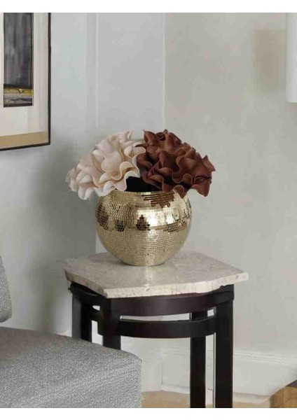 Işıltı Home Design Aynalı Cam Vazo Gold büyük boy fırsatları