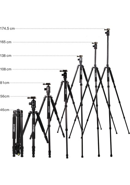 Z818C Profesyonel Karbon Fiber Tripod-Monopod-Ultra Hafif MATERYAL-16KG Kapasite