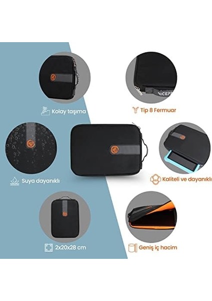 Ace Mini 10" Apple Ipad, Lenovo, Huawei, Samsung Uyumlu Tablet Kılıfı/çantası-Siyah fiyatları