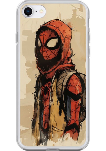 Apple iPhone 6s Uyumlu Şeffaf Kılıf Spider-Man Tablo Tasarımlı