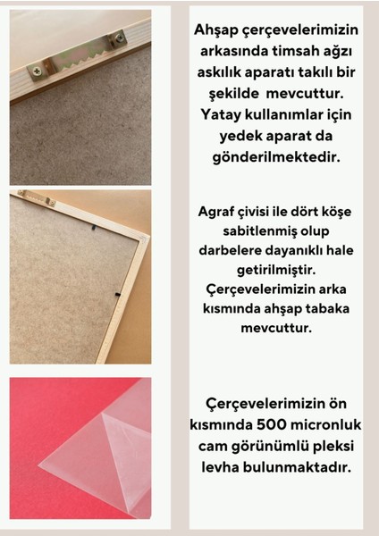 Ahşap Çerçeve Iç Ölçü 35 x 50 cm Premium Frame Siyah & Beyaz & Ahşap Çerçeve