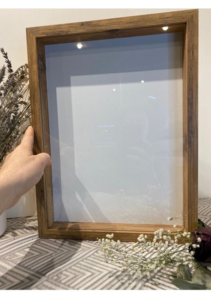30 x 40 x 3 Atlantik Çam Düz Hatıra Kutusu Söz Nişan Çiçeği Çerçeve