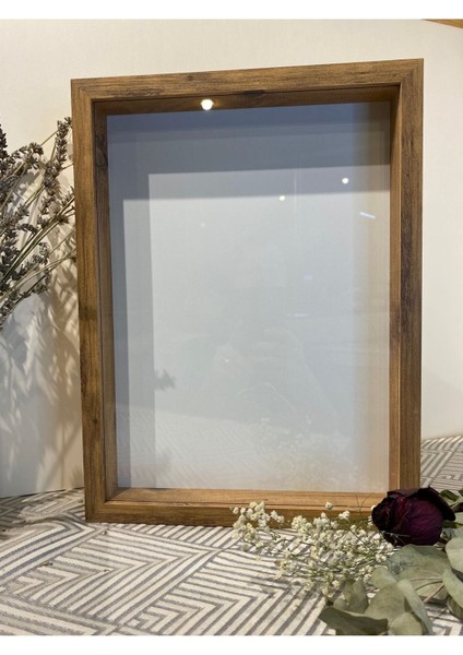 30 x 40 x 3 Atlantik Çam Düz Hatıra Kutusu Söz Nişan Çiçeği Çerçeve