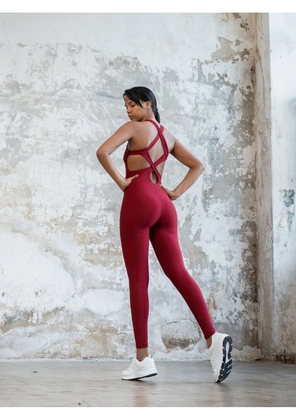 Kelebek Askılı Spor Tayt Tulum