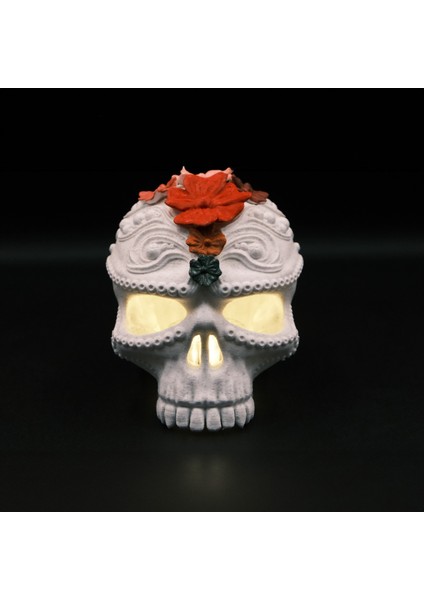 Frida Kahlo Çiçekli Kuru Kafa Tealight
