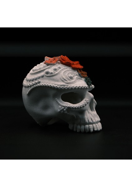 Frida Kahlo Çiçekli Kuru Kafa Tealight