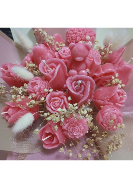 Sevgililer Günü Pembe Mum Çicek Buket Hediyelik fırsatları