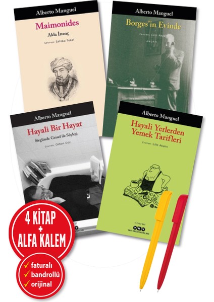 Maimonides - Borges’in Evinde - Hayali Bir Hayat - Hayali Yerlerden Yemek Tarifleri 4 Kitap - Alberto Manguel - Alfa Kalem