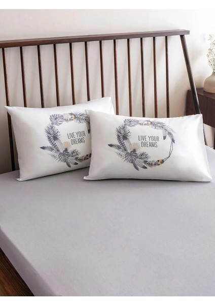 Lcw Home Karışık Yazı Baskılı Pamuklu Yastık Kılıfı 2'li 50X70 cm