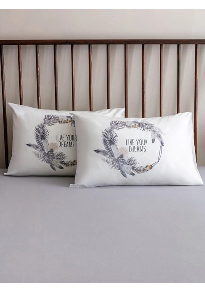 Lcw Home Karışık Yazı Baskılı Pamuklu Yastık Kılıfı 2'li 50X70 cm