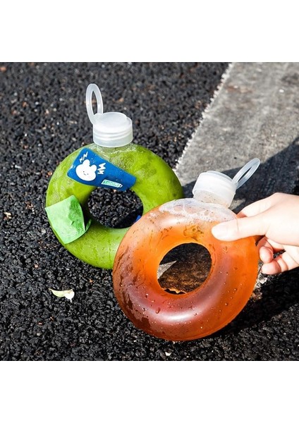 Toptan Simit Matara Donut Halka Model Su Matarası Motivasyonel Mat Şeffaf Sunumluk Matara 450ML modelleri