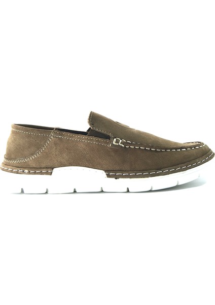 51 Deri Nubuk Lacivert & Kum Loafer Erkek Ayakkabı