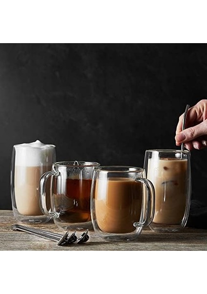 Sorrento Çift Camlı Kulplu 2'li Espresso Bardak Seti, 134 Ml, Cam